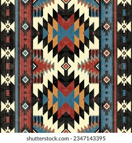 Patrón nativo patrón de ornamento indio tribal americano textura geométrica étnica textil tribal azteca patrón tejido navajo mexicano sin costuras Vector decoración moda