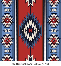 Patrón nativo patrón de ornamento indio tribal americano textura geométrica étnica textil tribal azteca patrón tejido navajo mexicano sin costuras Vector decoración moda