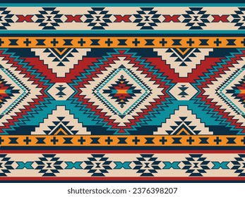 Native pattern american tribal indian ornament pattern geometric ethnic textile texture tribal aztec pattern navajo mexican fabric seamless Vector decoration fashion