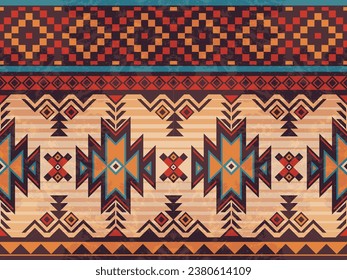 Native pattern american tribal indian ornament pattern geometric ethnic textile texture tribal aztec pattern navajo mexican fabric seamless Vector decoration fashion