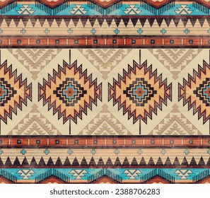 Native pattern american tribal indian ornament pattern geometric ethnic textile texture tribal aztec pattern navajo mexican fabric seamless Vector decoration fashion