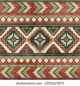 Patrón nativo patrón de ornamento indio tribal americano textura geométrica étnica textil tribal azteca patrón tejido navajo mexicano sin costuras Vector decoración moda