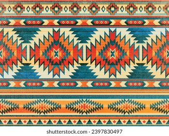 Patrón nativo patrón de ornamento indio tribal americano textura geométrica étnica textil tribal azteca patrón tejido navajo mexicano sin costuras Vector decoración moda