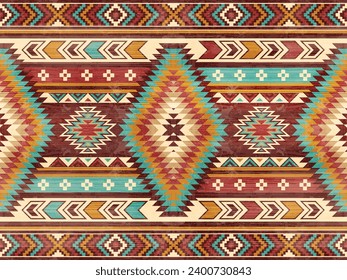 Patrón nativo patrón de ornamento indio tribal americano textura geométrica étnica textil tribal azteca patrón tejido navajo mexicano sin soldadura Vector dec