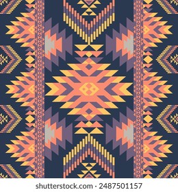 Native pattern american tribal indian ornament pattern geometric ethnic textile texture tribal aztec pattern navajo mexican fabric seamless Vector decoration fashion