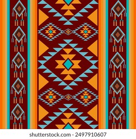 Patrón nativo Patrón de ornamento indígena tribal americano Textura textil étnica geométrica Patrón azteca tribal Navajo Tela mexicana Decoración de Vector sin costuras Moda