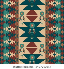 Patrón nativo Patrón de ornamento indígena tribal americano Textura textil étnica geométrica Patrón azteca tribal Navajo Tela mexicana Decoración de Vector sin costuras Moda