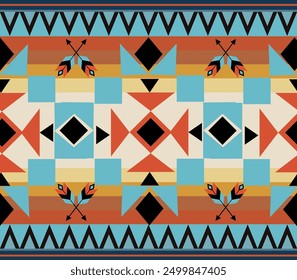 Native pattern american tribal indian ornament pattern geometric ethnic textile texture tribal aztec pattern navajo mexican fabric seamless Vector decoration fashion
