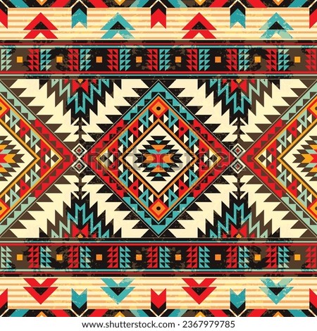 Native pattern american tribal indian ornament pattern geometric ethnic textile texture tribal aztec pattern navajo mexican fabric seamless Vector decoration fashion