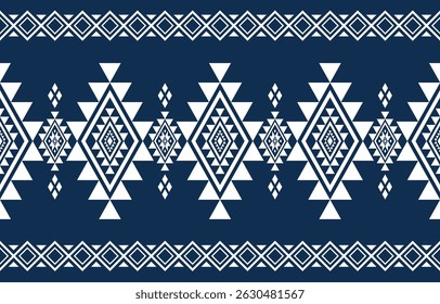 Native pattern. Embroidery ethnic fabric abstract white  and blue background concept. Design for handcraft ikat motif ornament.