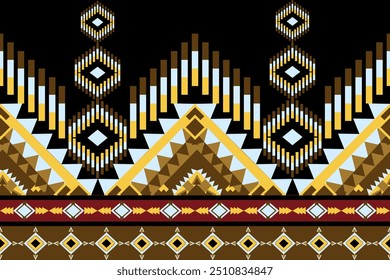  Native pattern  indian ornament pattern Geometric Ethnic pattern, Native American tribal fabric,   vector, carpet, tile, illustration design, on black background seamless pattern