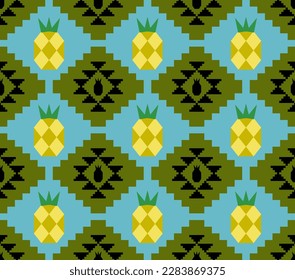 native patterns seamless,vector pineapple textile decoration wallpaper
