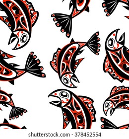 native salmon Vector seamless pattern