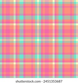 Native seamless textile plaid, sale tartan vector pattern. Stitched fabric background texture check in red and pink colors.