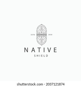 Native Shield vector flat line logo icon design template