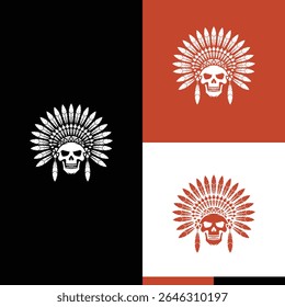 native skull apache design illustration