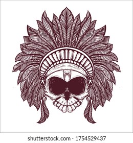 native skull artwork tattoo illustration