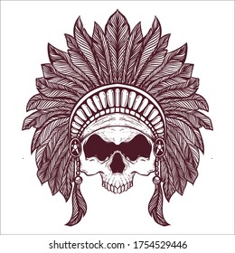 native skull artwork tattoo illustration