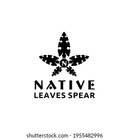 Native Spear Arrowhead Star Cannabis Hemp Pot Leaf CBD Logo Design
