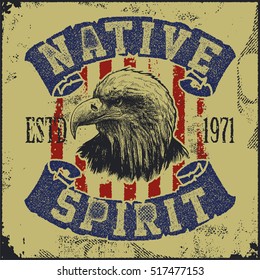 native spirit poster with eagle vector illustration