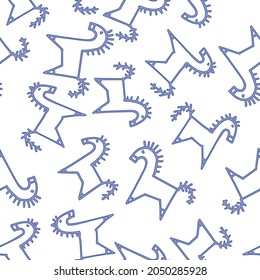 A native style horse pattern. Vector illustration. Seamless pattern.