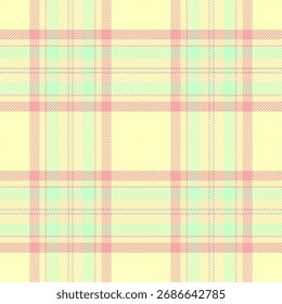 Native tartan seamless texture, style fabric check plaid. Britain vector pattern textile background in light and lemon chiffon colors palette.