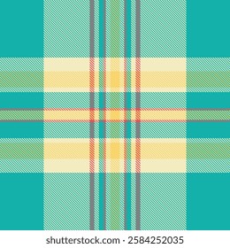 Native tartan texture pattern, tough seamless fabric check. November plaid background textile vector in teal and light colors palette.