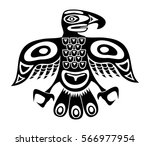 Native totem bird - black and white version