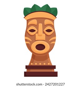 Native totem stone icon cartoon vector. Altar art. Aztec indian tiki art