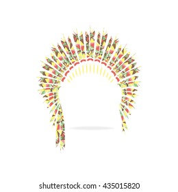 Native Triangle American feathered headdress. Colored polygonal 