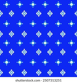 Patrones de telas nativas y tribales que se han adaptado para su uso en la moda. Ropa adecuada y decoración del hogar. El tono azul y blanco más clásico.