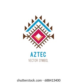 Native tribal logo. Colorful geometric design, aztec and indian culture ornament. Flat style vector icon isolated on white background. geometric art