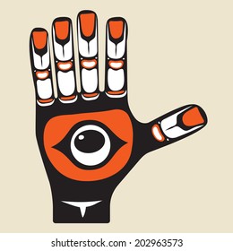 Native tribal totem hand stylization