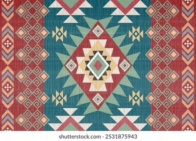 Native tribal vector seamless pattern. Navajo American ornament. Ethnic South Western decor style. Boho geometric ornament. Vector seamless pattern. Mexican blanket, rug. Woven carpet illustration