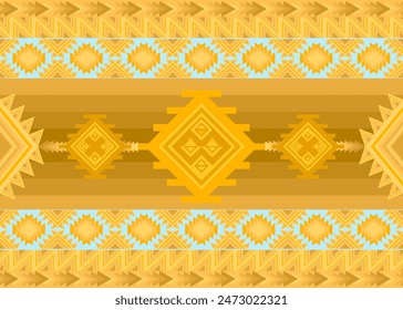 Native tribal-inspired geometric patterns with diamonds triangles and squares, designed for use in fabric, tile and carpet, vector illustration design