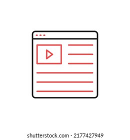 Publicidad de video nativa en la página web. Icono de anuncios de vídeo. Ilustración vectorial de color de alta calidad.