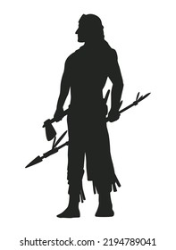 native warrior silhouette style icon