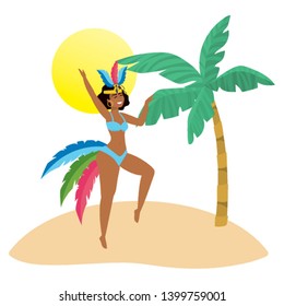 native woman dancing celebrating brazil carnival