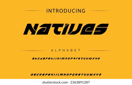 Nativos Deportivos Modernos Alfabeto Cursivo. Tipografía de estilo urbano para tecnología, digital, diseño de logotipo de películas. ilustración vectorial