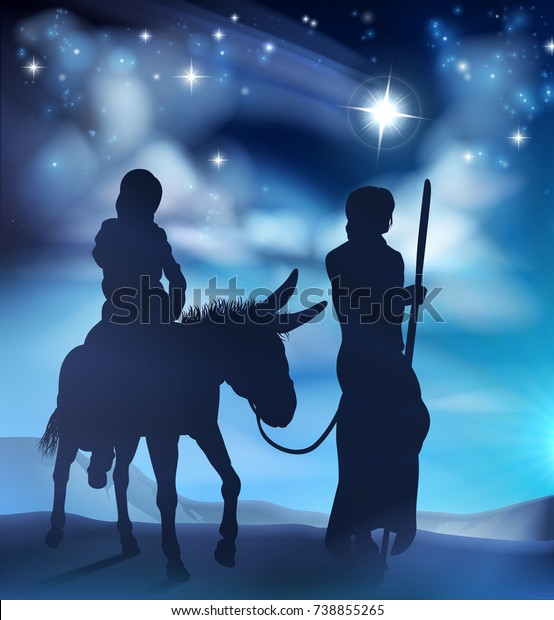 Nativity Christmas Scene Illustration Joseph Virgin Stock Vector ...