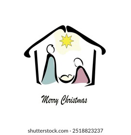 Nativity family background image design vector eps10. Nativity scene in Bethlehem. Christmas scene illustration showing holy family baby Jesus. Nativity family background image design vector eps10

