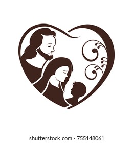 Nativity Heart Birth of Christ. Christmas Graphic Illustration