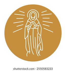 Icono de la línea negra de la Natividad de la Santa Madre de Dios. Concepto de vacaciones cristianas. Trazo editable