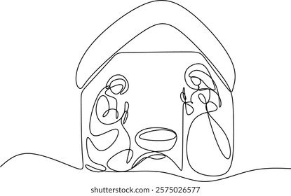 Nativity of little Jesus. Vector illustration hand drawn without artificial intelligence