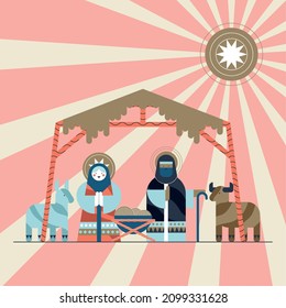 nativity manger characters group scene