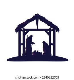 nativity manger silhouette over white