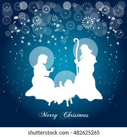 Nativity on  Blue Background