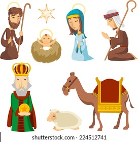 Nativity scene characters illustrations