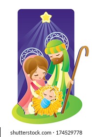 Nativity Scene for Children. Vector Illustration.
