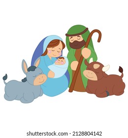 Nativity scene Christmas season Virgin Mary Joseph Baby Jesus Vector